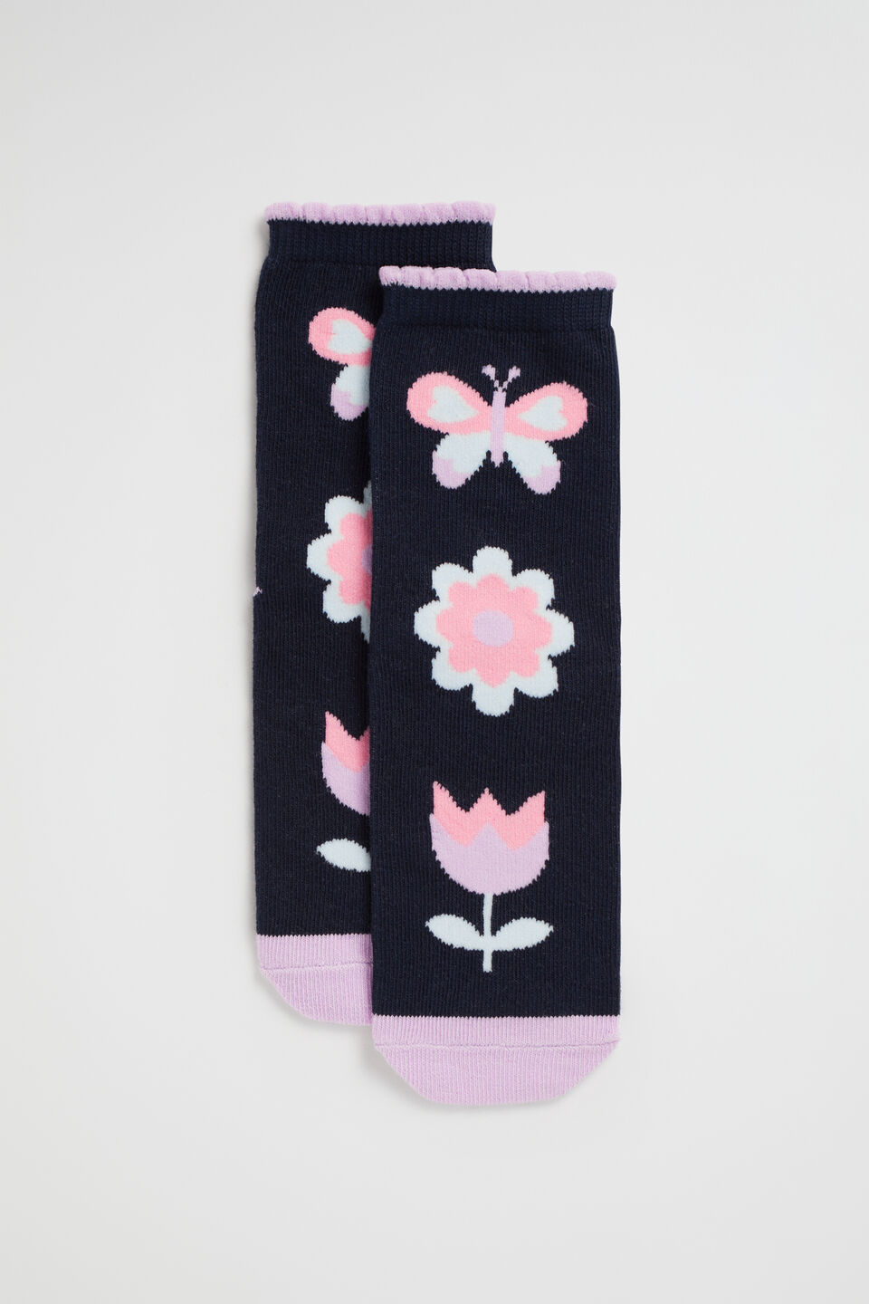 Flower Sock  Navy