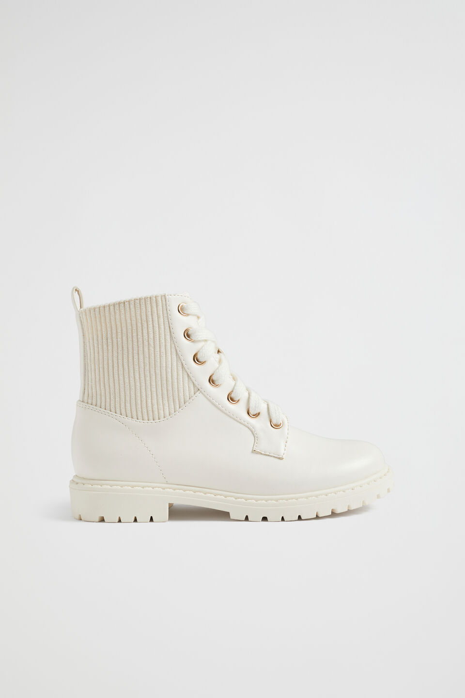 Rib Panel Hiking Boot  Cream