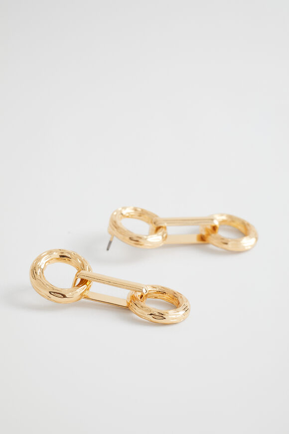 Double Ring Earring  Gold  hi-res