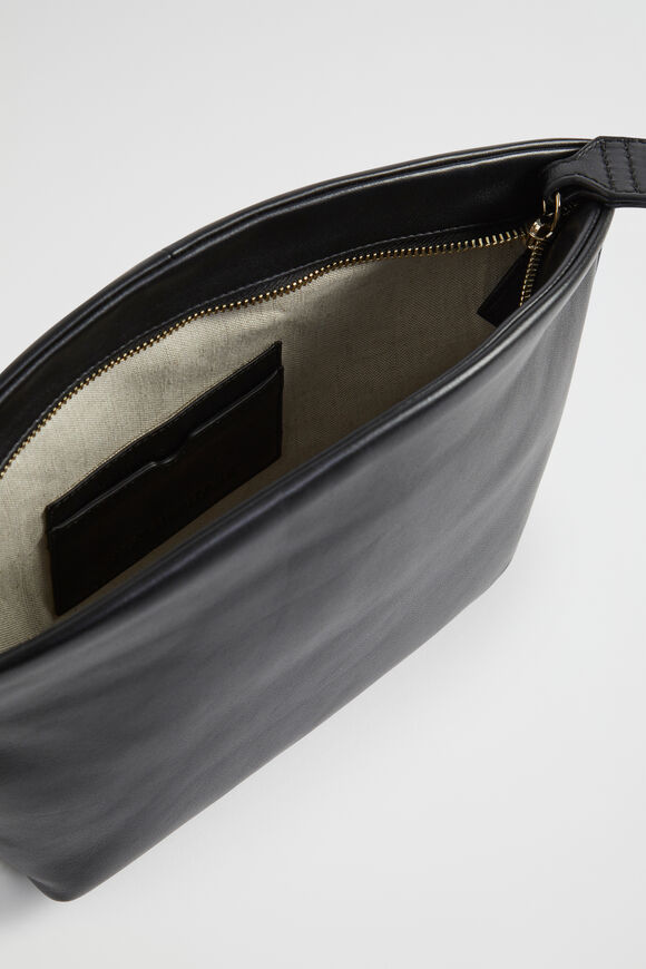 Leather Crescent Clutch  Black  hi-res