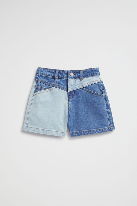 Colourblock Denim Short  Light Wash Multi  hi-res