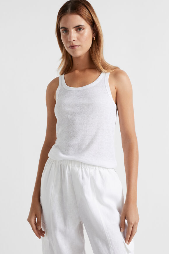 Linen Rib Tank  Whisper White  hi-res