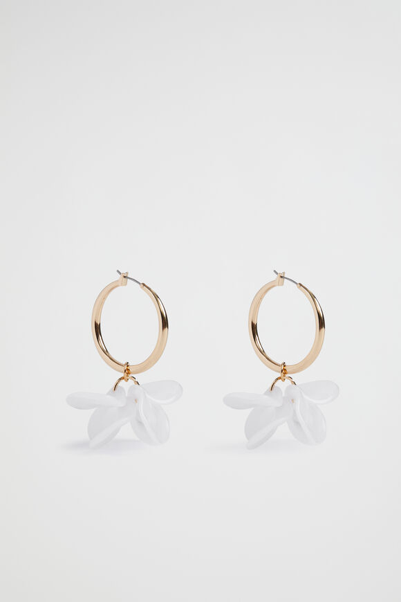 Petal Hoop Earrings  White  hi-res