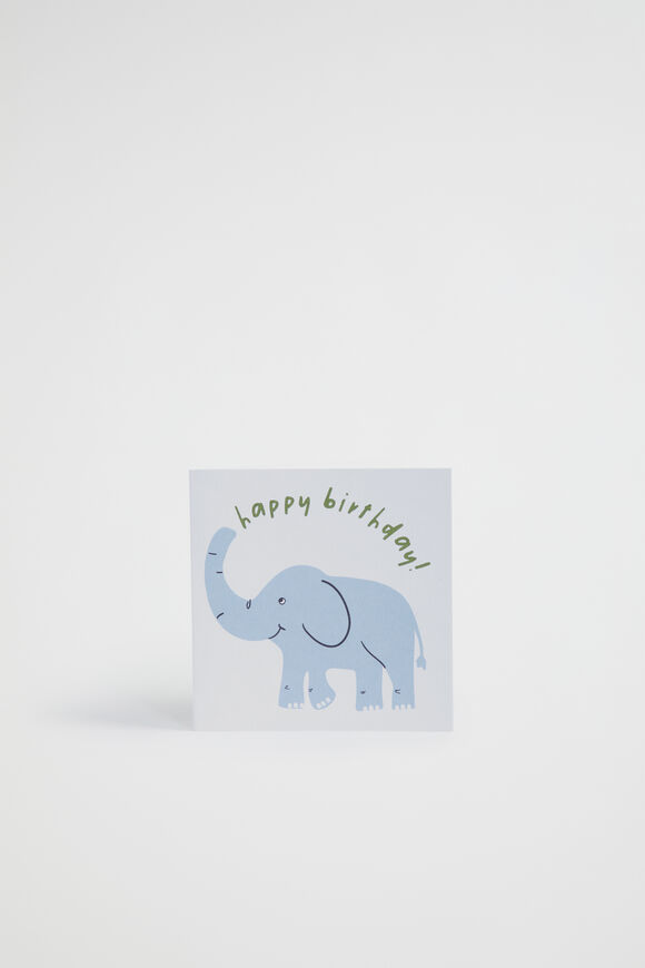 Small Happy Birthday Elephant Card  Multi  hi-res