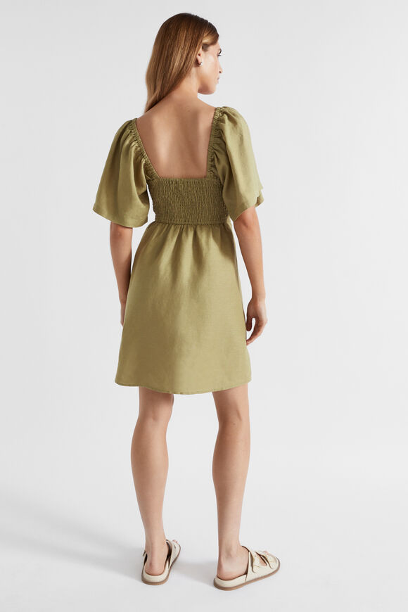 Linen Square Neck Mini Dress  Pistachio  hi-res