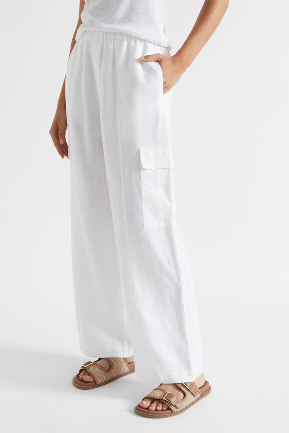 Linen Cargo Casual Pant  Whisper White  hi-res