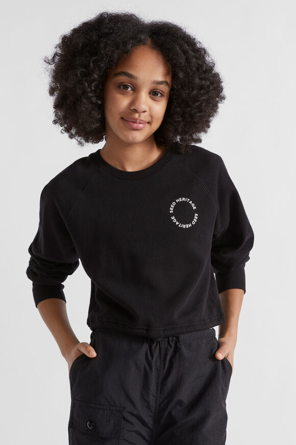 Core Logo Crop Sweat  Black  hi-res