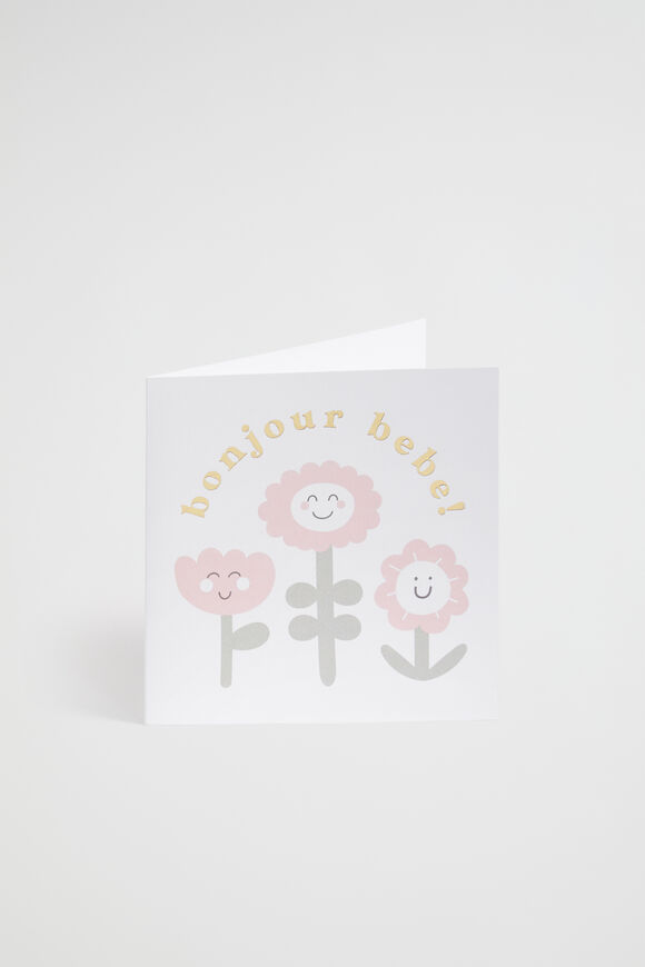 Large Bonjour Bebe Flower Card  Multi  hi-res