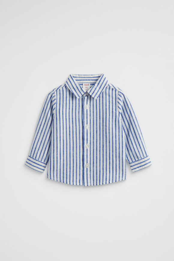 Stripe Linen Shirt  Cobalt Blue  hi-res