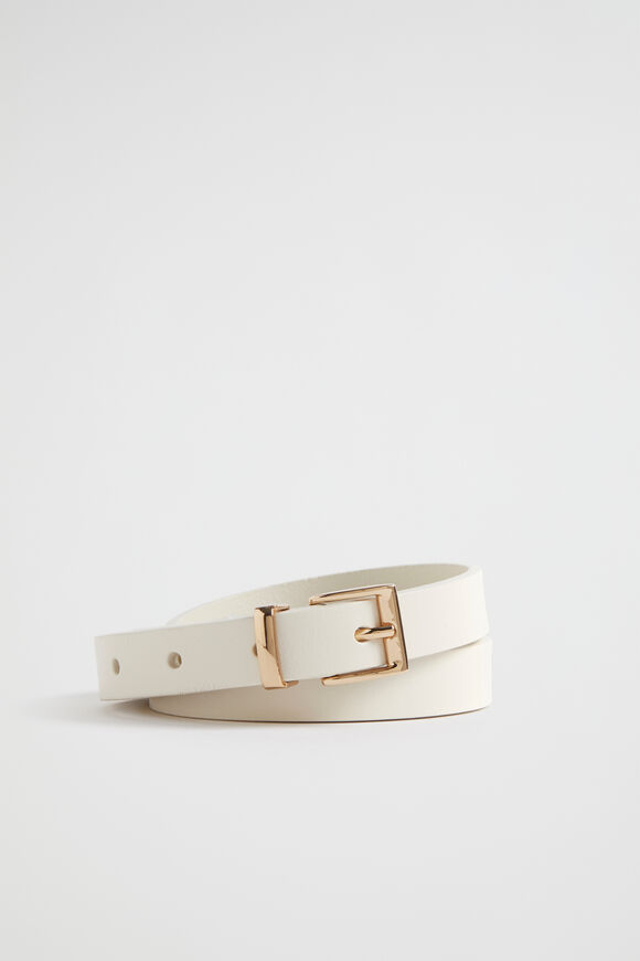 Celeste Narrow Leather Belt  Bone  hi-res