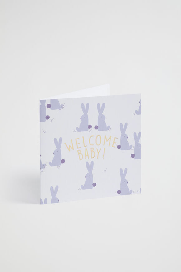 Large Welcome Baby Bunny Card  Multi  hi-res