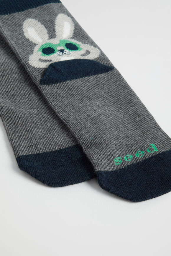 Binocular Bunny Sock  Charcoal Marle  hi-res