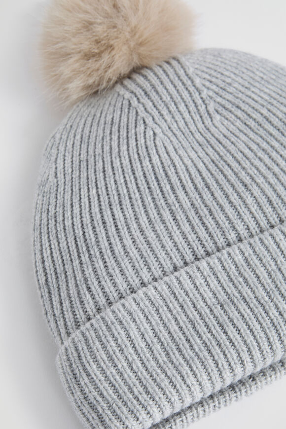 Pom Pom Beanie  Silver Marle  hi-res