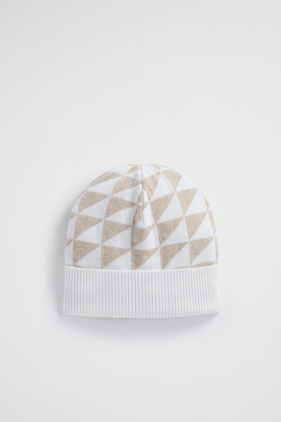 Geo Knit Beanie  Champagne Beige  hi-res