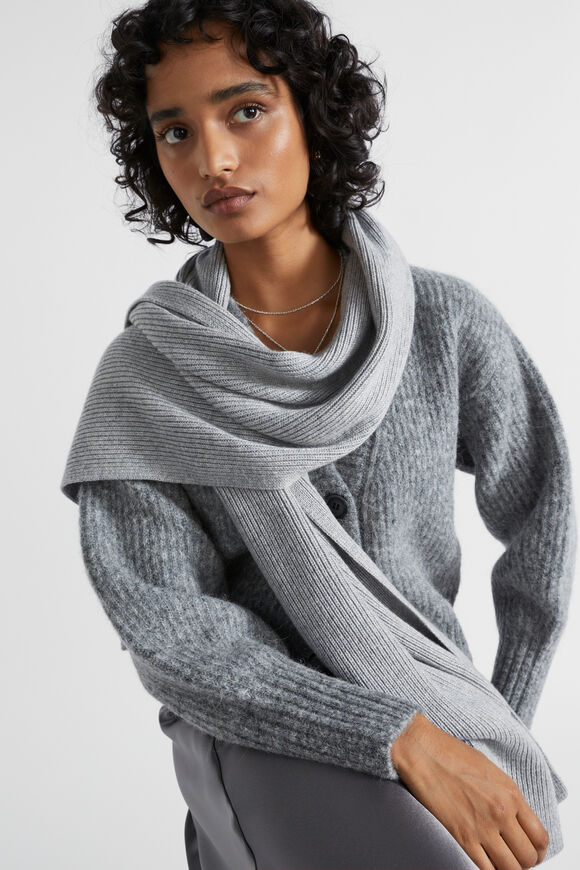 Rib Knit Scarf  Silver Marle  hi-res