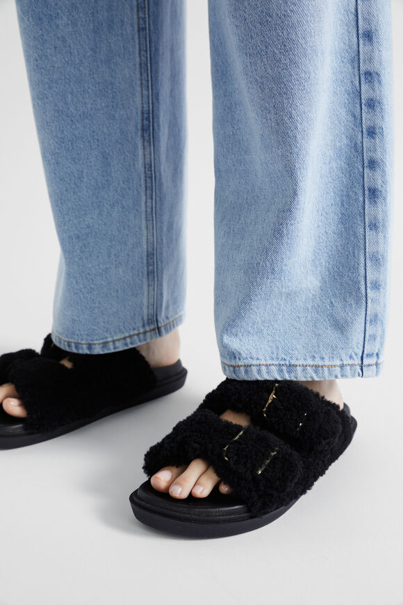 Darcie Shearling Slide  Black  hi-res