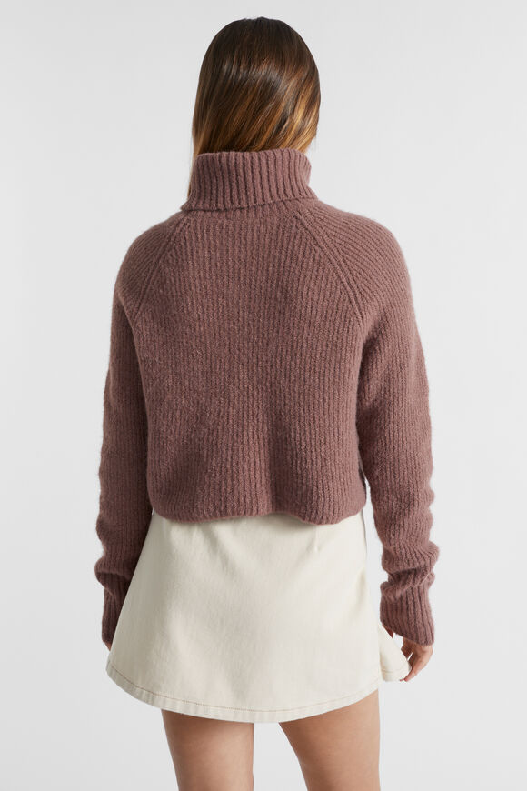 High Neck Crop Knit  Cocoa  hi-res