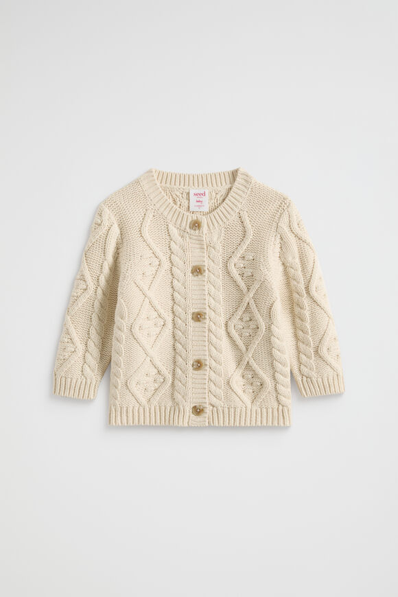 Cable Knit Cardigan  Creme  hi-res