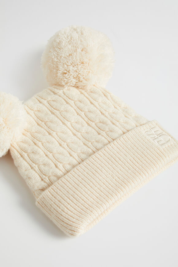 Double Pom Pom Beanie  Creme  hi-res