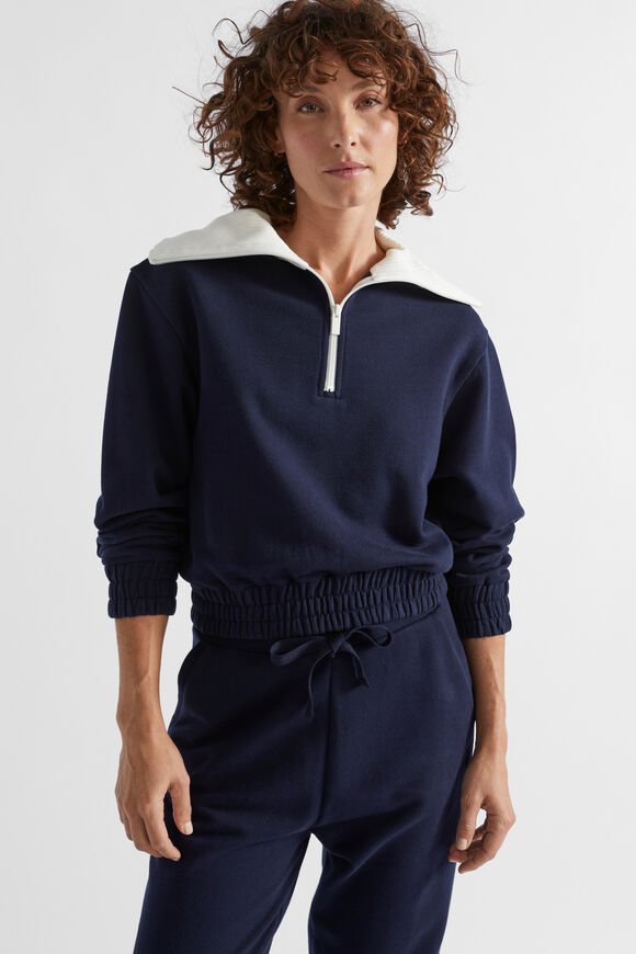 Terry Half Zip Sweat  Midnight Sky  hi-res