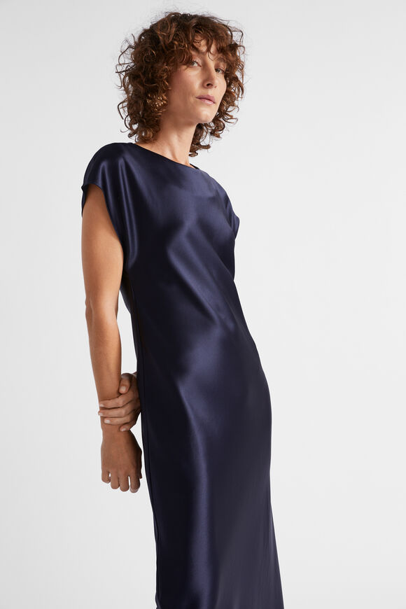 Satin Column Dress  Midnight Sky  hi-res