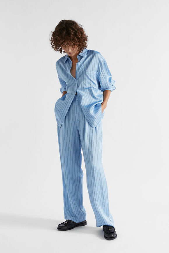 Pinstripe Pleat Pant  Capri Stripe  hi-res