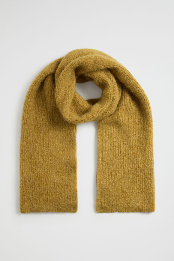 Fluffy Rib Knit Scarf  Honey Gold  hi-res