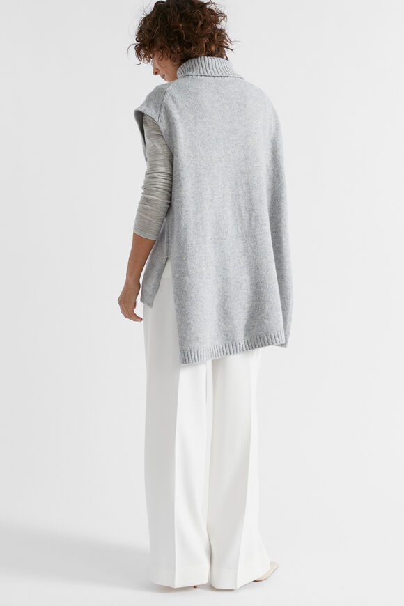 Roll Neck Poncho  Silver Marle  hi-res