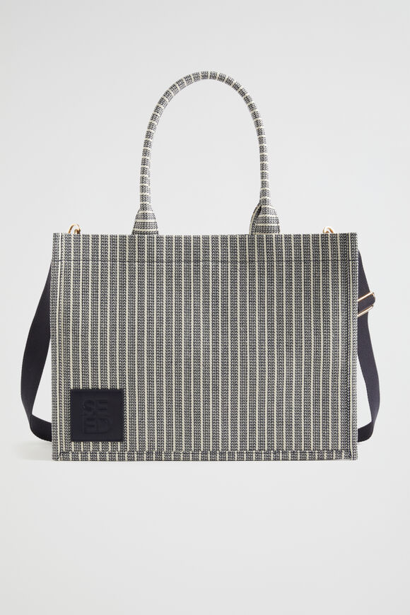 Woven Structured Tote  Midnight Sky  hi-res