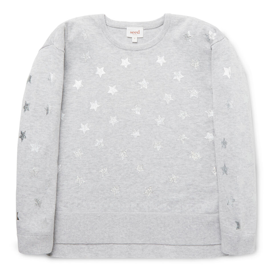 Star Split Hem Sweater  