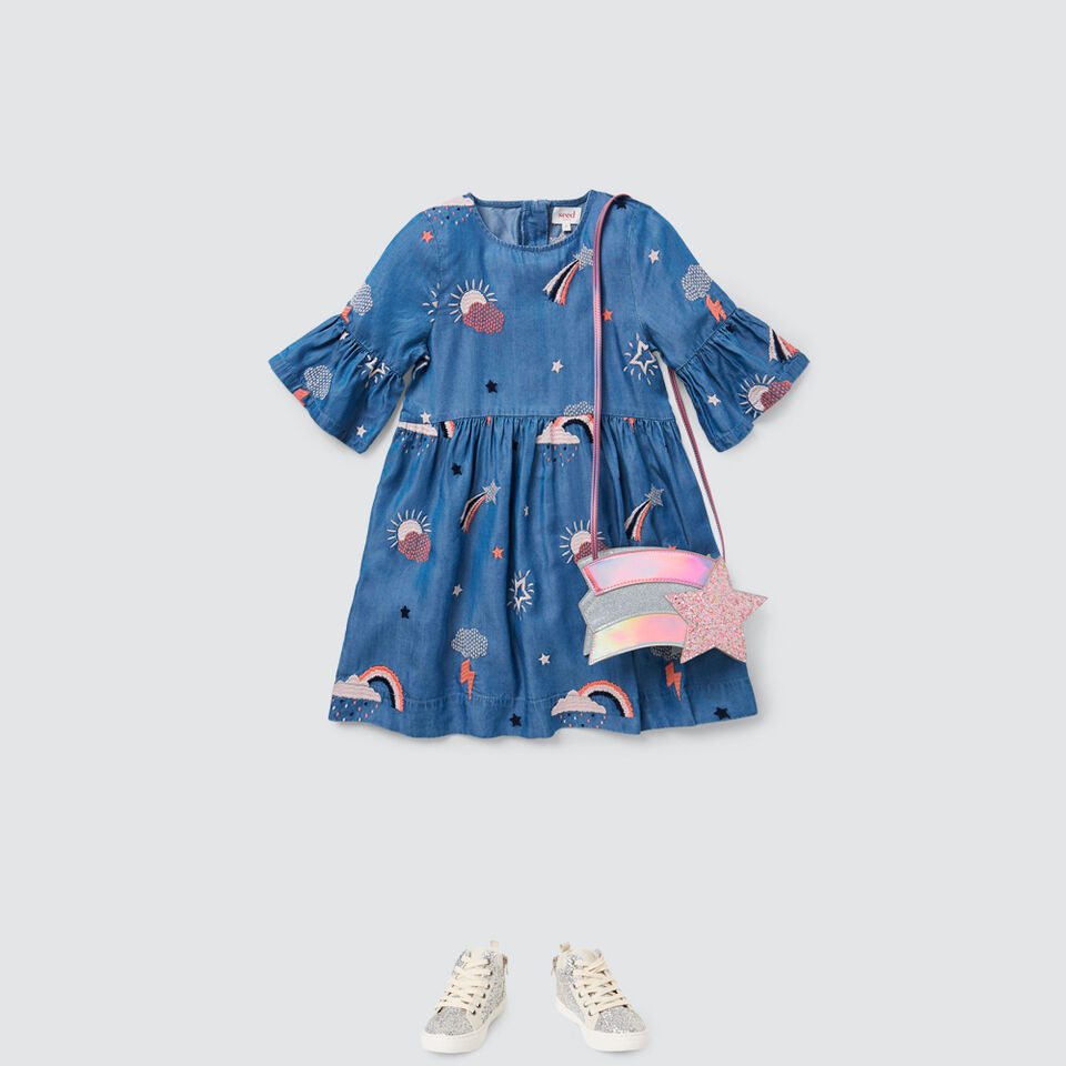 Rainbow Chambray Dress  