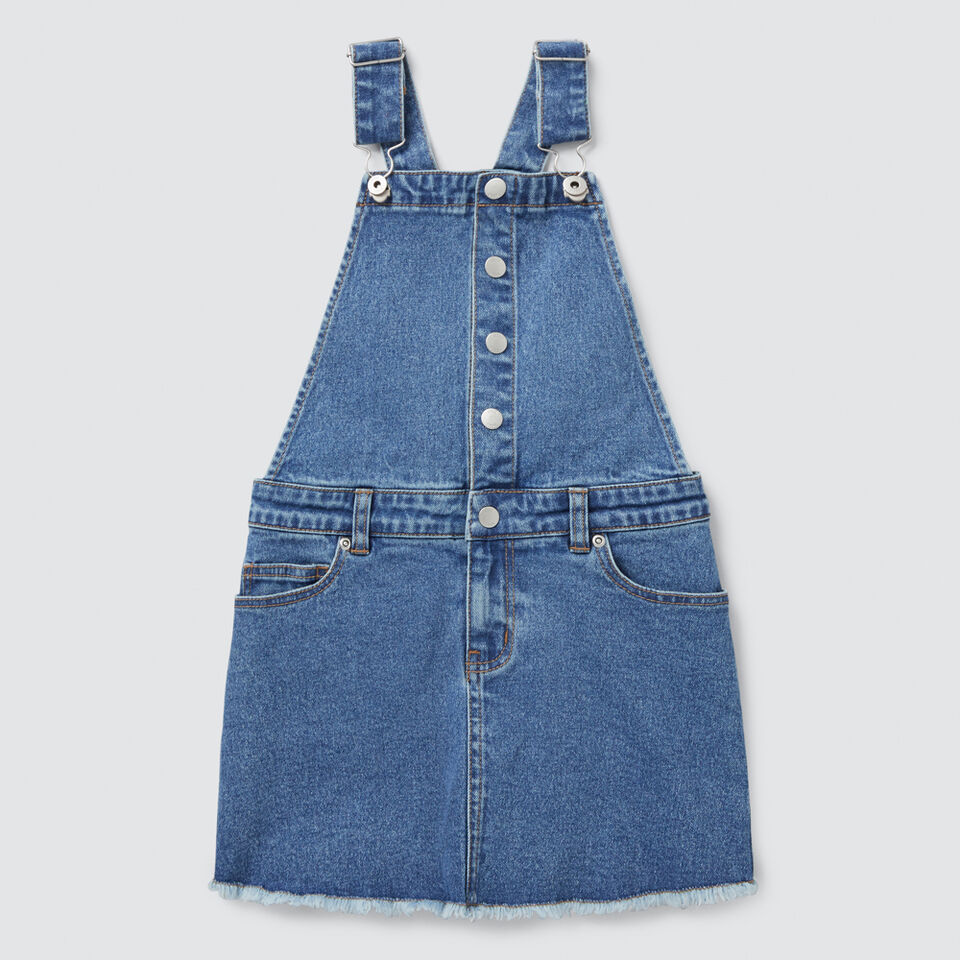 Button Denim Pinafore  