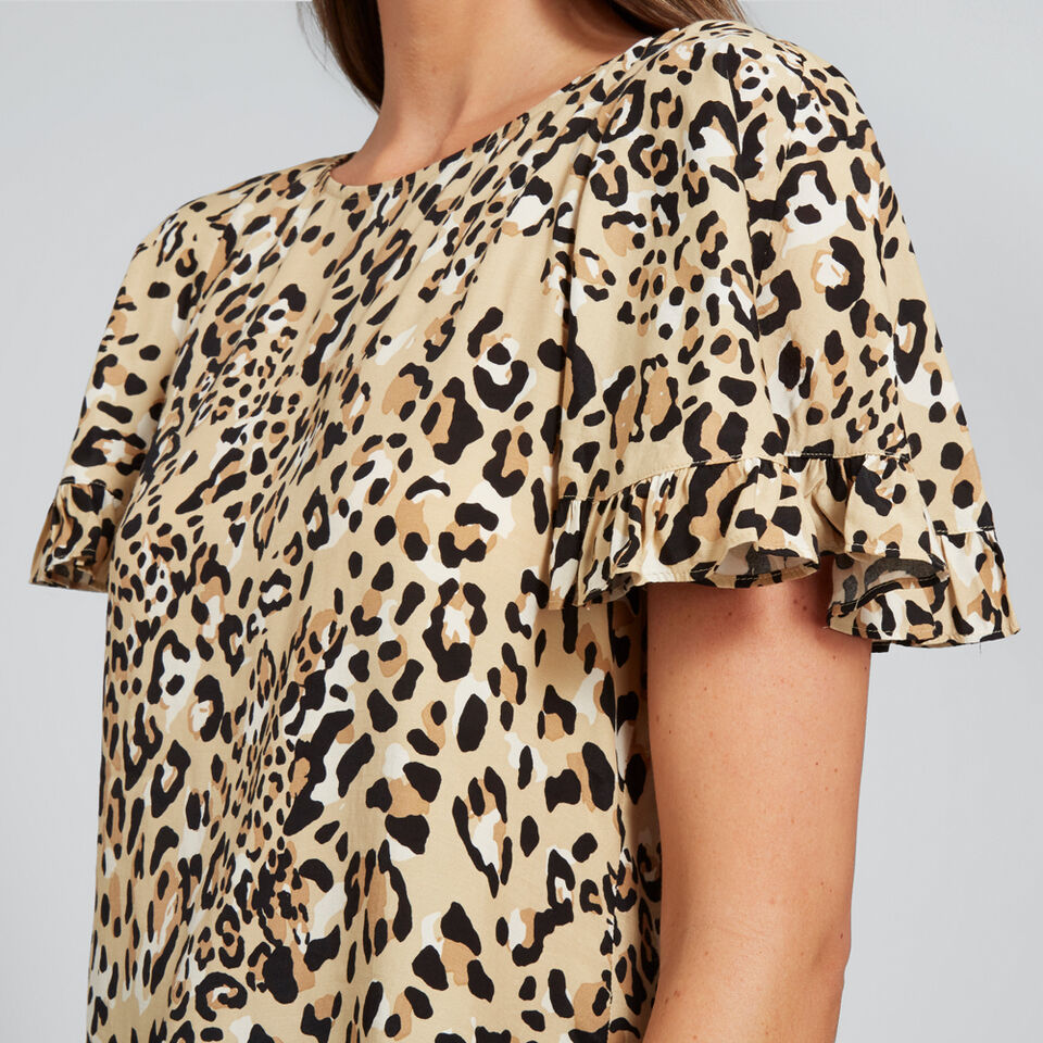 Flutter Sleeve Ocelot Top  