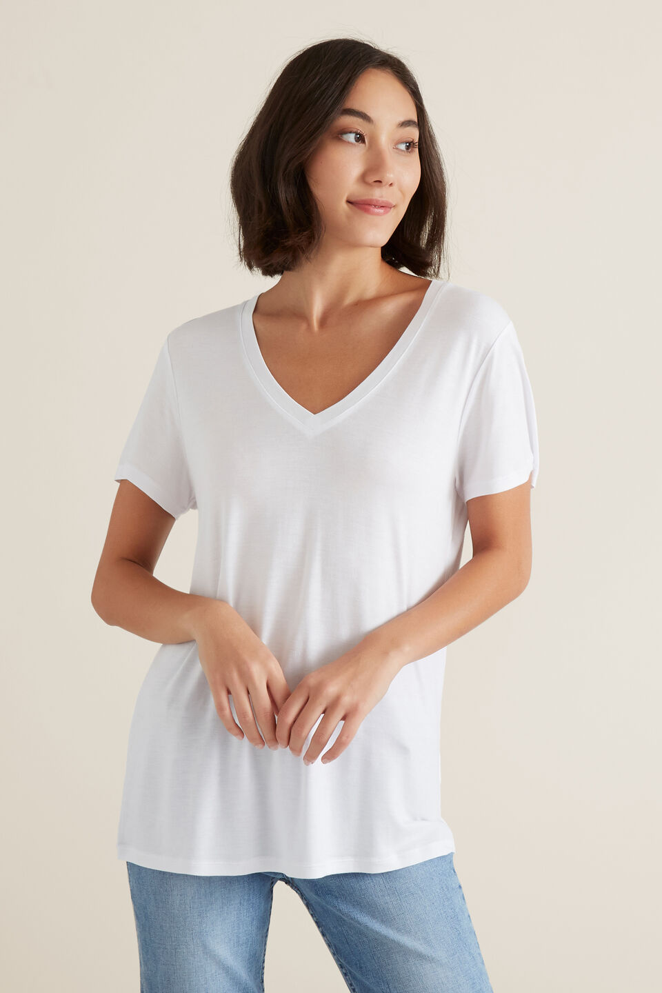 Core V Neck Drapey Tee  