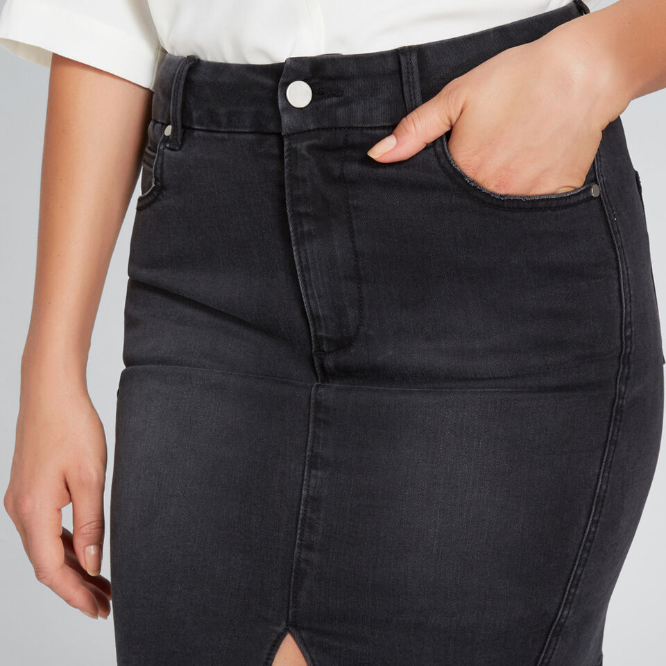 Side Stitch Denim Skirt  