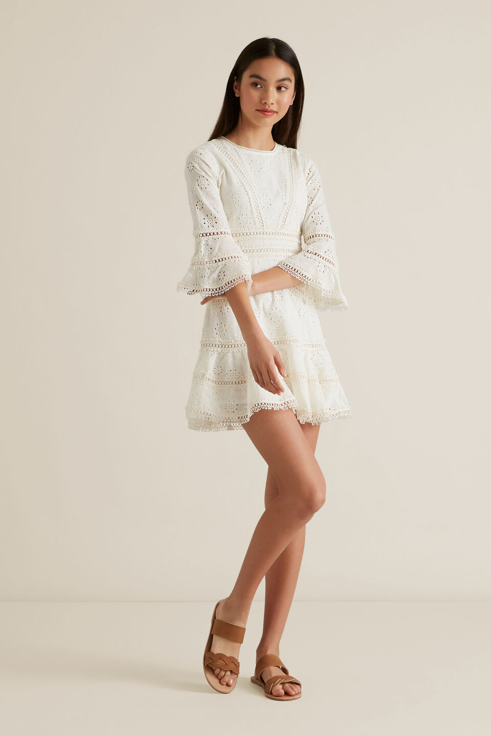 Broderie Bell Sleeve Dress  