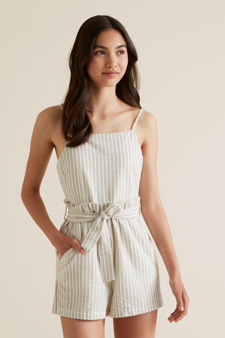 Ticking Stripe Playsuit  