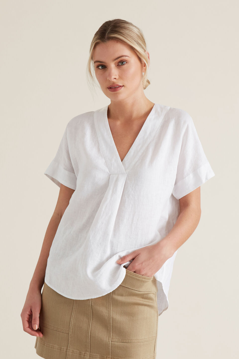 V Neck Linen Top  