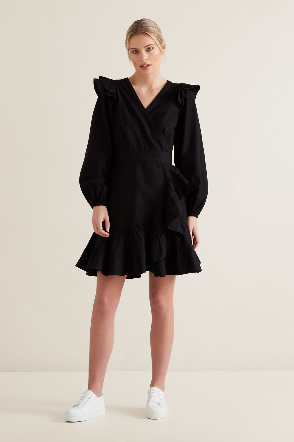 Wrap Front Frill Dress  