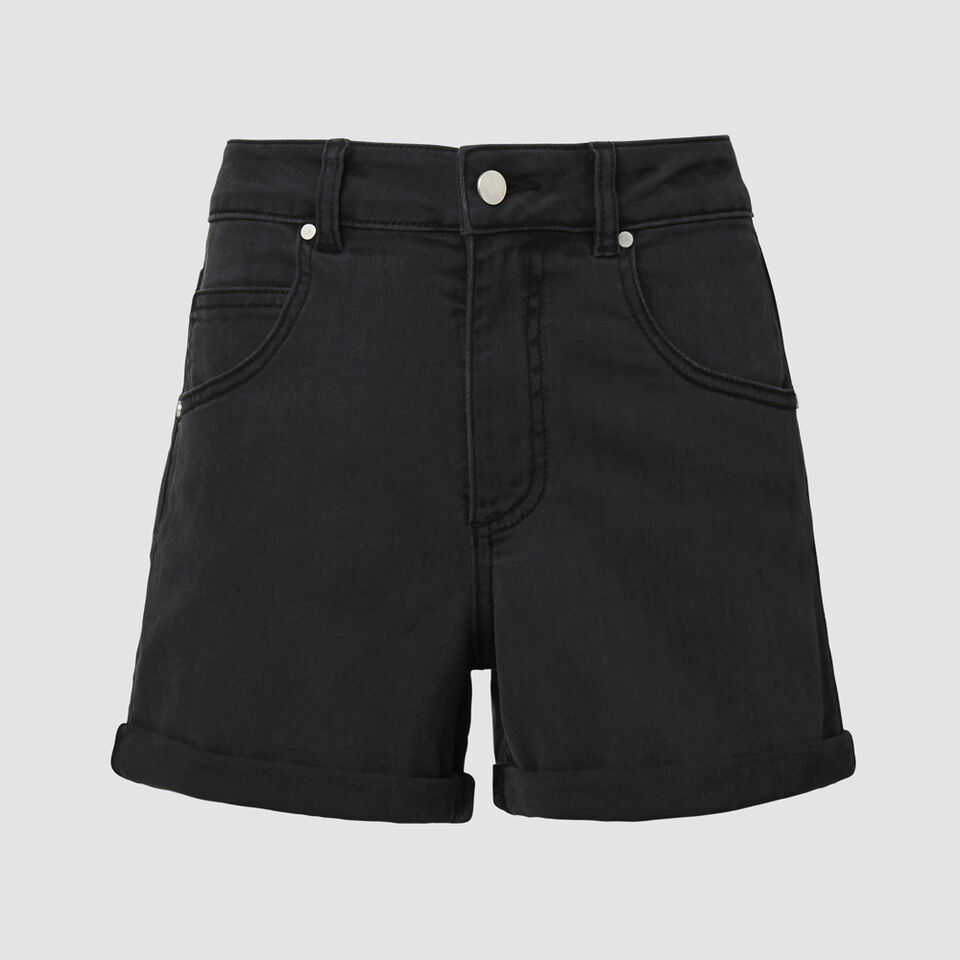 ROLLED HEM DENIM SHORT  