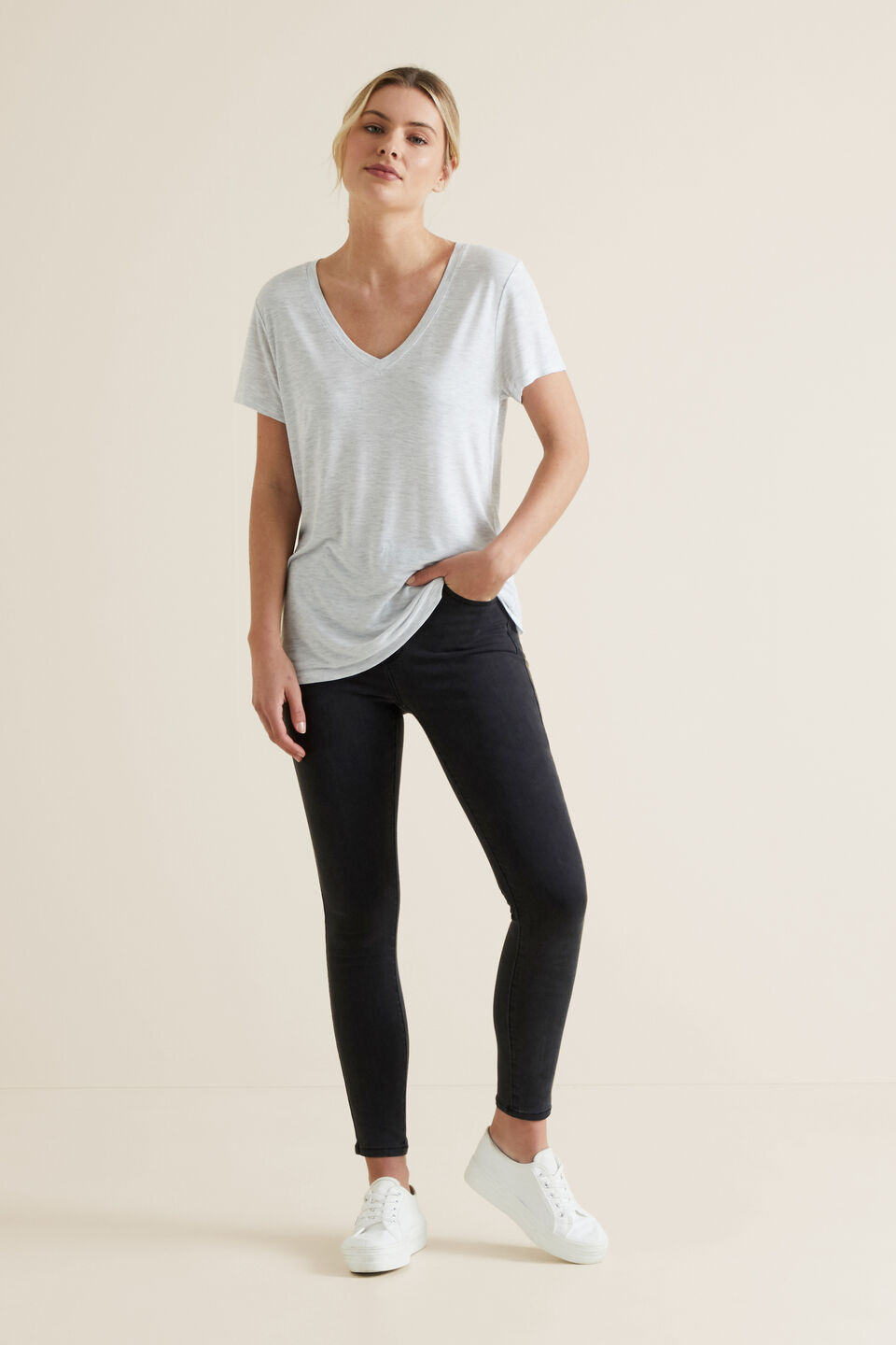 Core V Neck Drapey Tee  