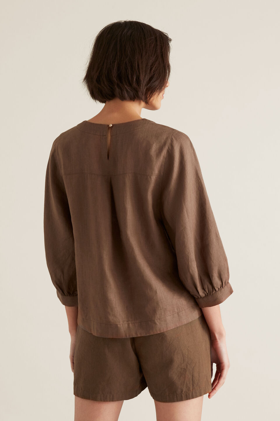 Blouson Sleeve Linen Top  