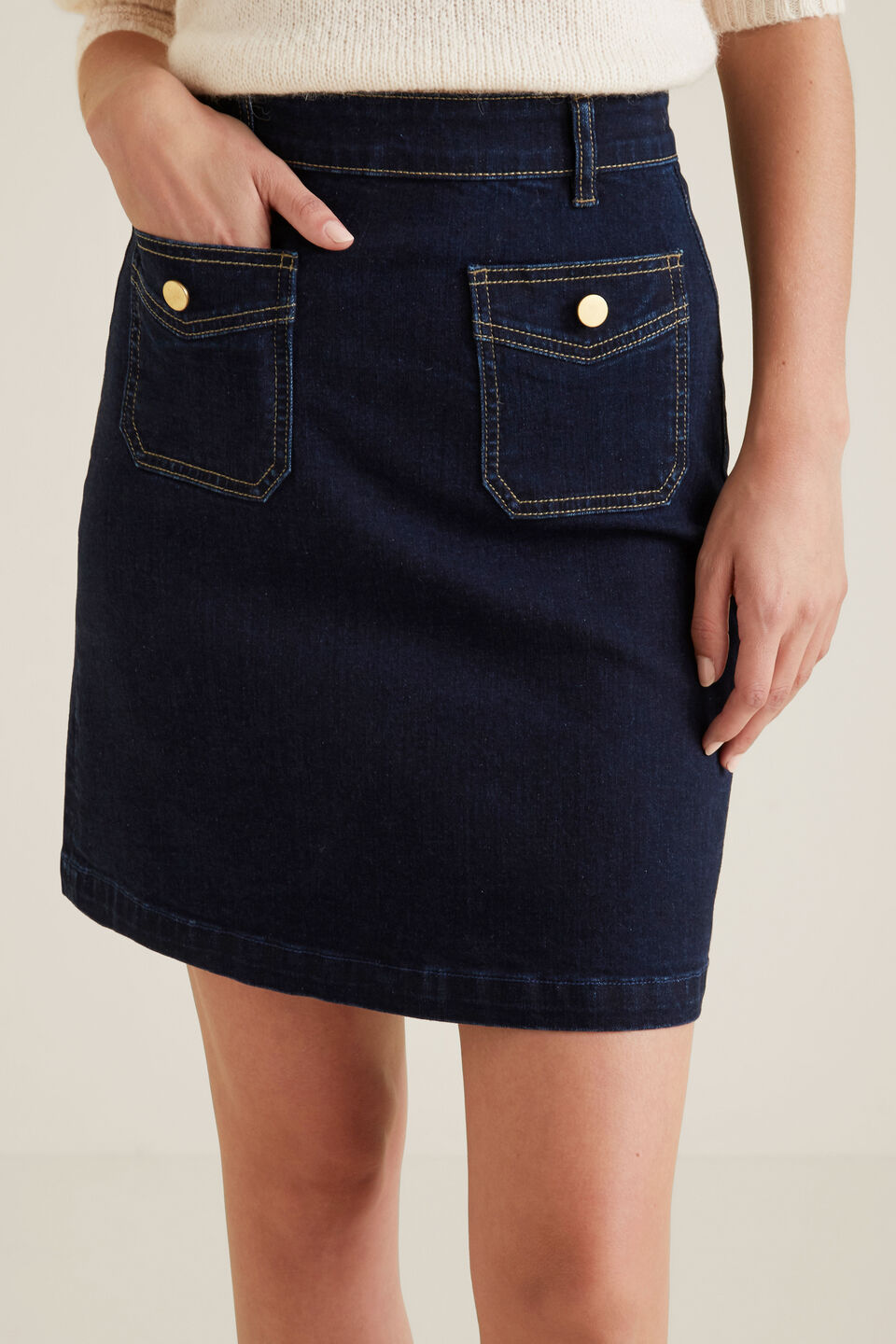 Pocket Detail Denim Skirt  