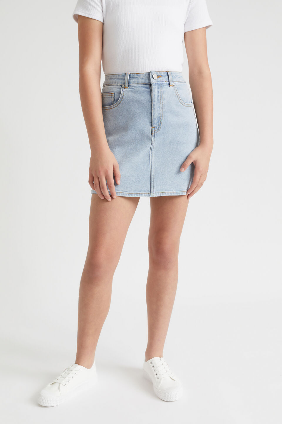 Denim Mini Skirt  Bleach Wash