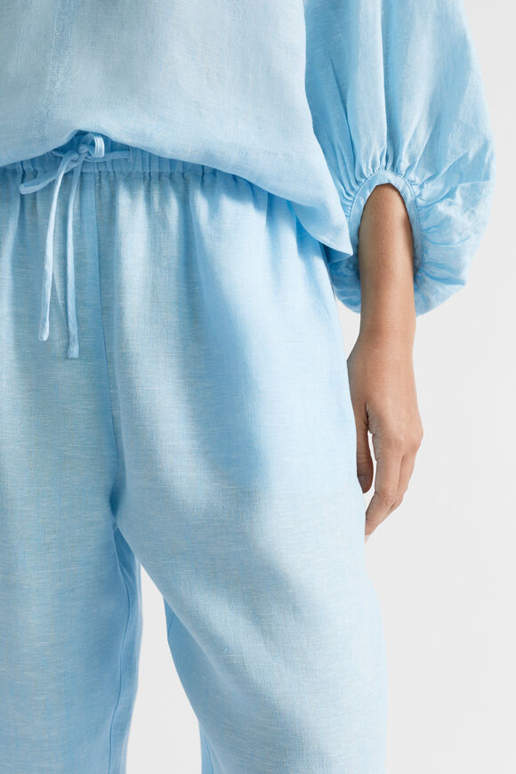 Core Linen Wide Leg Tie Pant  Shimmer Blue Crossdye  hi-res