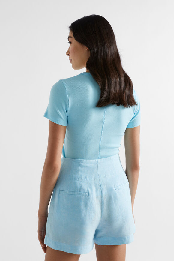 Core Linen Waisted Short  Shimmer Blue Crossdye  hi-res