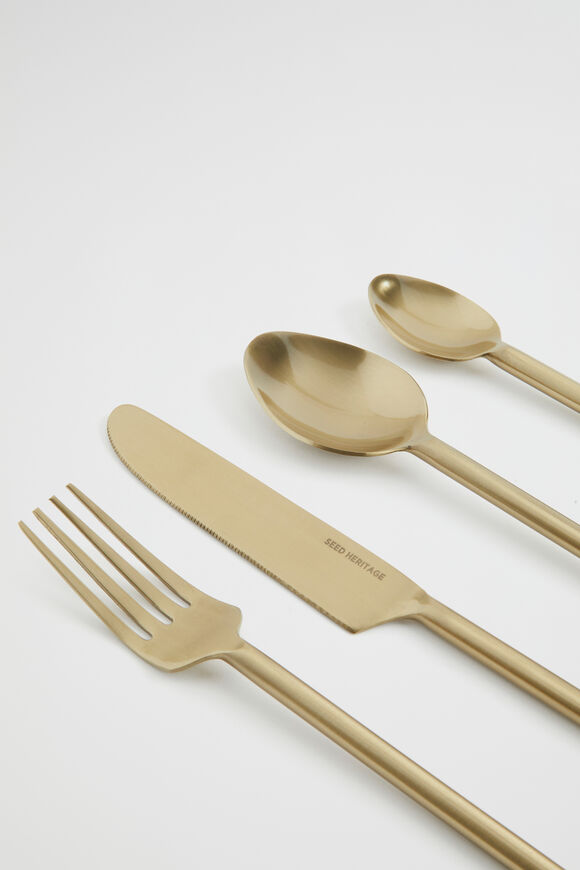 Apollo Cutlery Set Of 16  Brushed Gold  hi-res