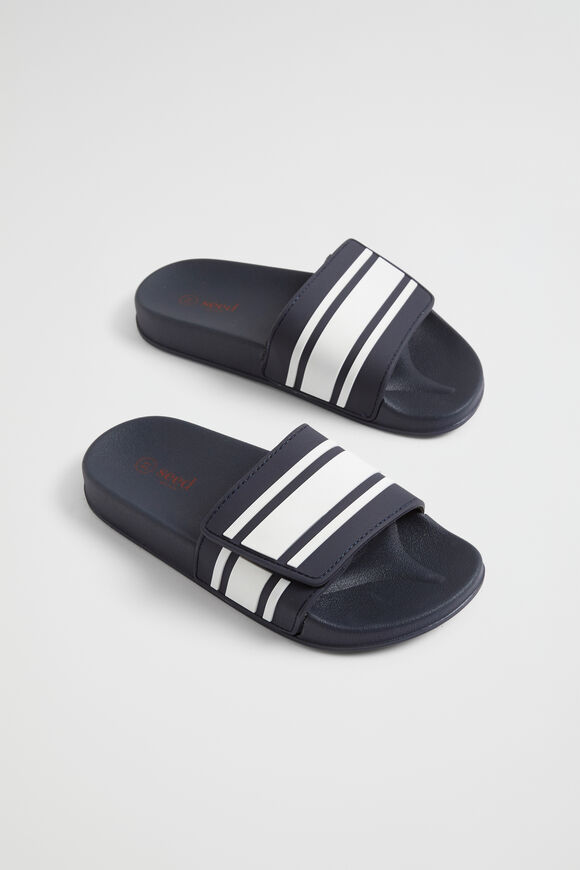 Stripe Rubber Slide  Navy  hi-res