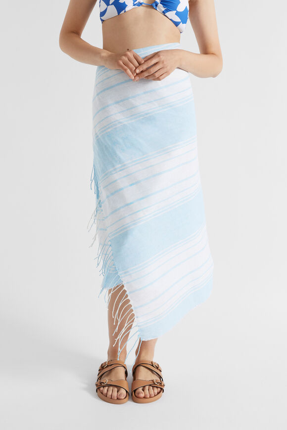 Linen Stripe Wrap  Shimmer Blue  hi-res