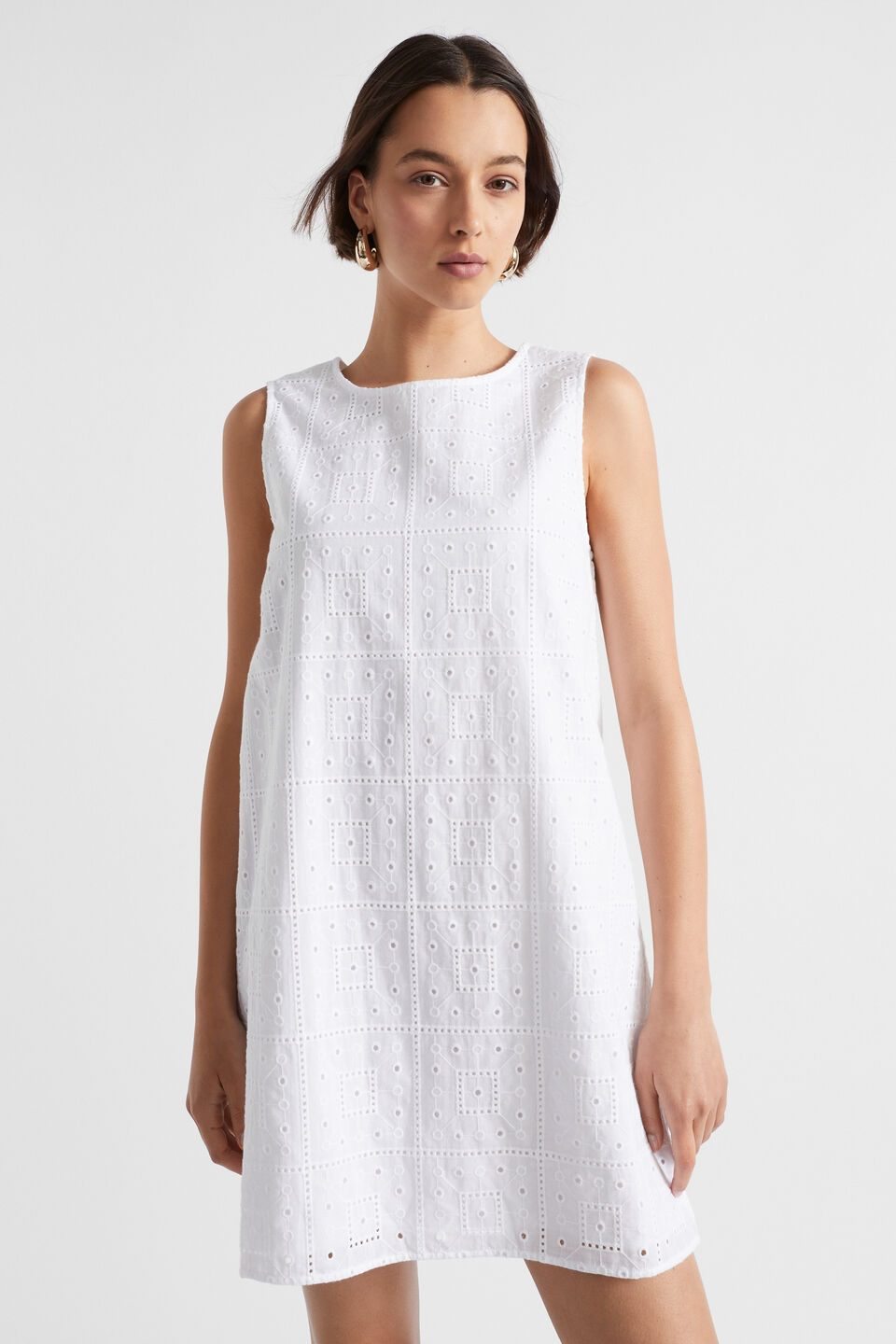 Broderie Mini Dress  Whisper White